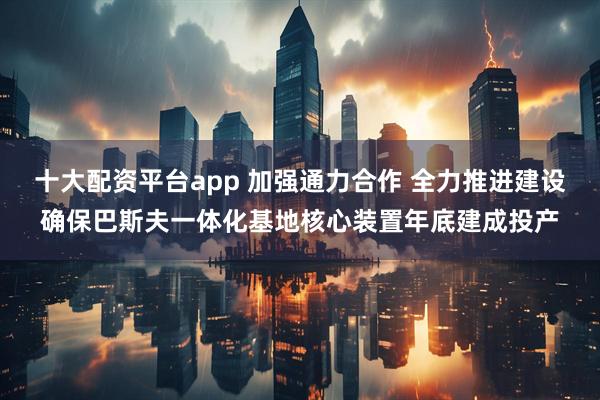 十大配资平台app 加强通力合作 全力推进建设确保巴斯夫一体化基地核心装置年底建成投产